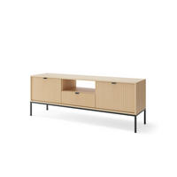 MODERNES Geriffeltes TV-Board KIOTO RTV2D1SZ (Eiche Vicenza, Schwarzes Gestell, Soft-Close Türen) - Eichefarben/Schwarz, Holz/Holzwerkstoff (154/56/39cm) - Ravio
