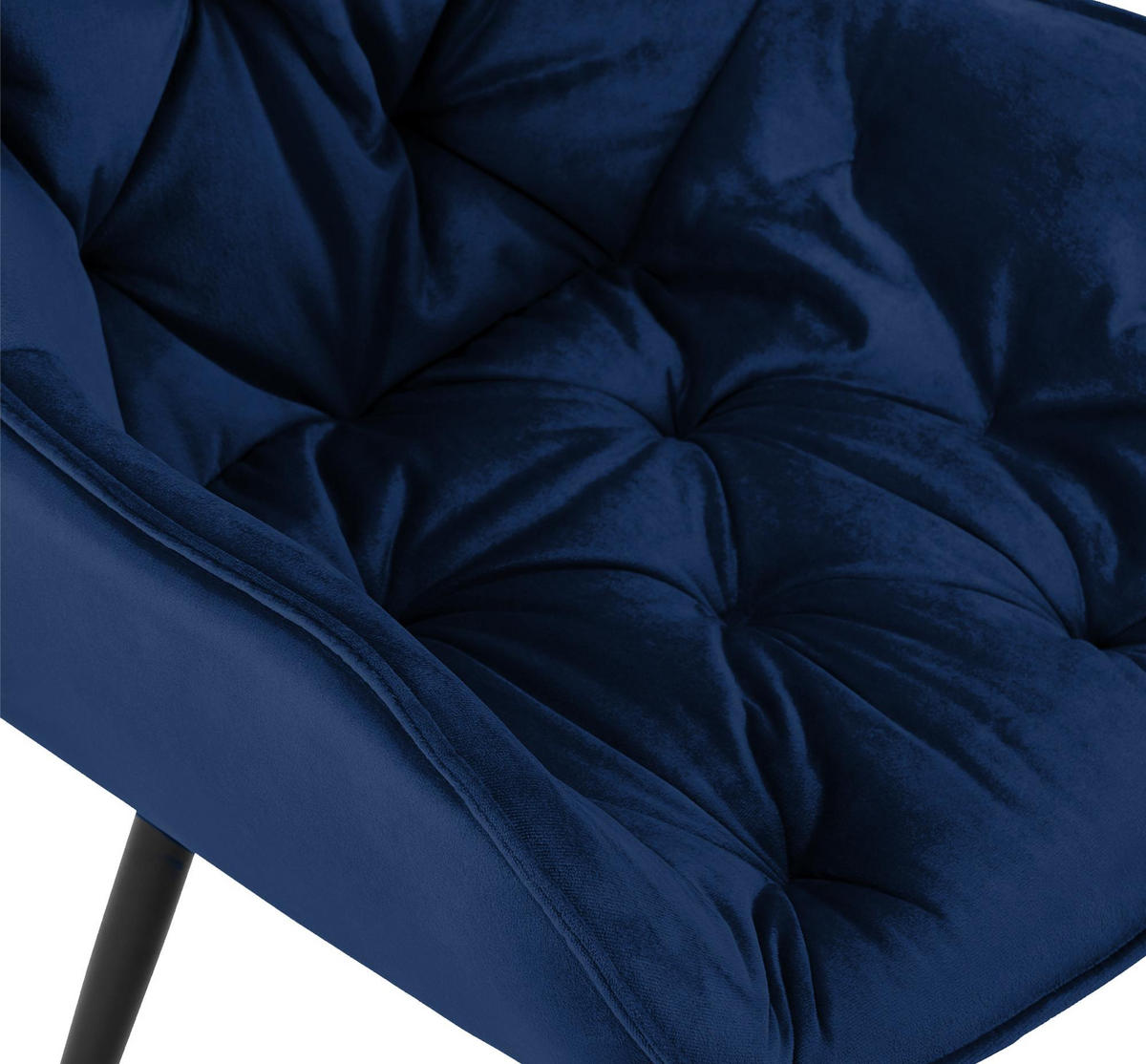 ARMLEHNENSTUHL 2er Set Samt Dunkelblau - Schwarz/Dunkelblau, Textil/Metall (58/83/62cm) - CLP