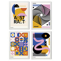 POSTER Set mit 4 Abstrakte Kubismus Formen A4 Weißer Rahmen - Weiß, Papier (29.7/3cm) - Nacnic