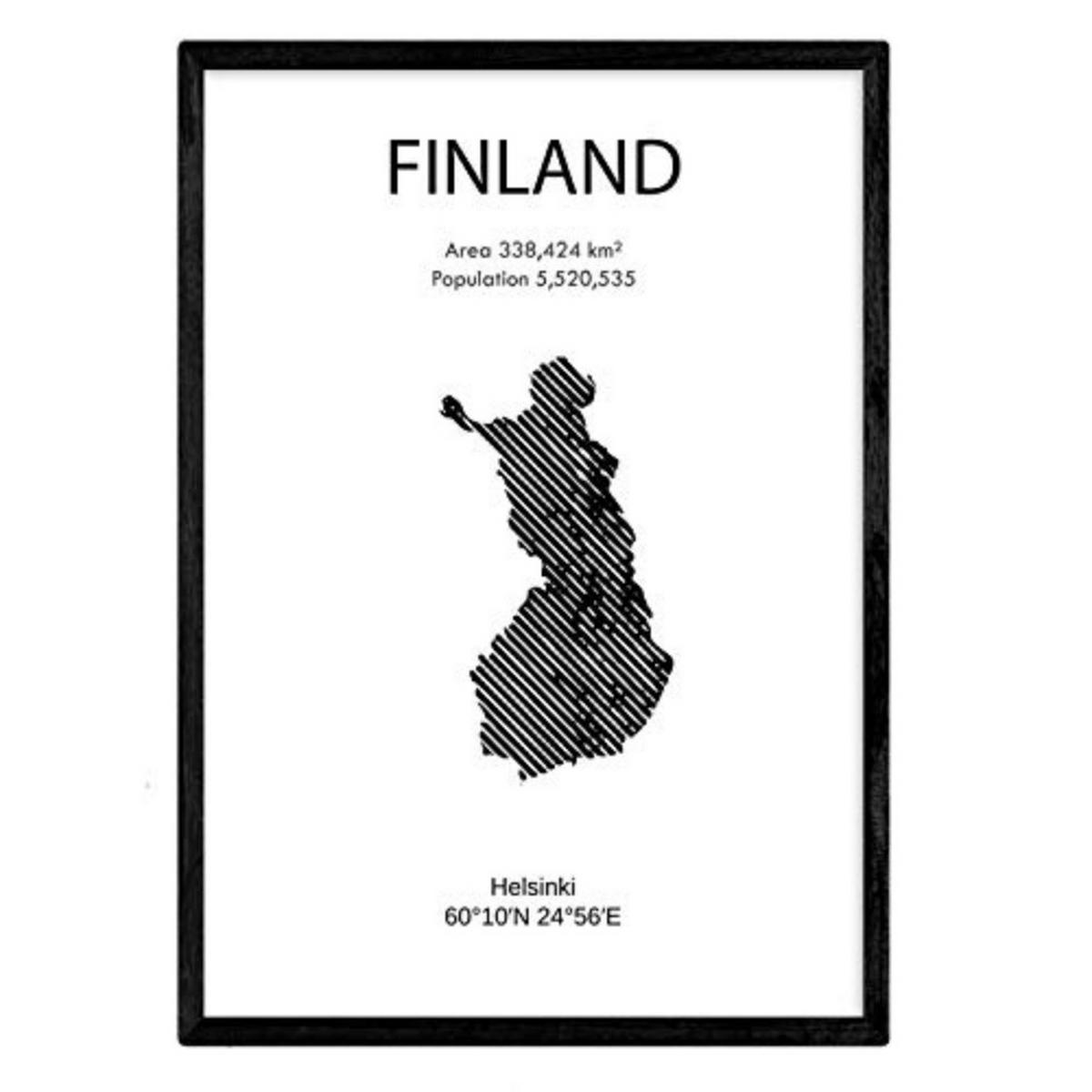 POSTER Länder & Kontinente Finnland A3 Rahmenlos - Klar, Papier (29.7/5/42cm) - Nacnic