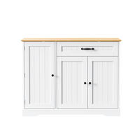 SIDEBOARD in Weiß & Natur mit 3 Türen & Schublade - Weiß Hochglanz, Holzwerkstoff (107/83/40cm) - Urban Meuble