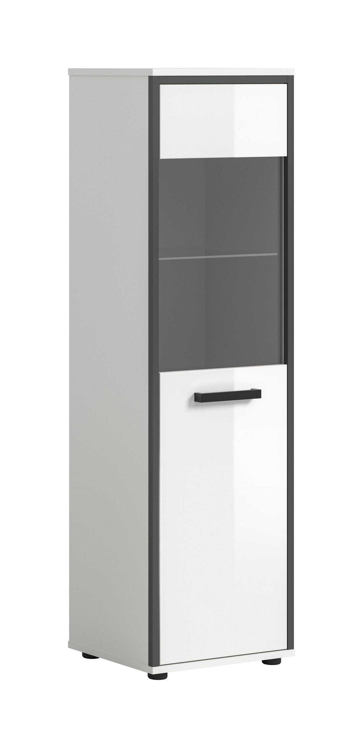 BADSCHRANK KOJAK (B/H/T: ca. 40/139/34 cm) in weiß/weiß hochglanz - Weiß, Holzwerkstoff (40/139/34cm)