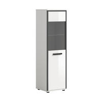 BADSCHRANK KOJAK (B/H/T: ca. 40/139/34 cm) in weiß/weiß hochglanz - Weiß, Holzwerkstoff (40/139/34cm)