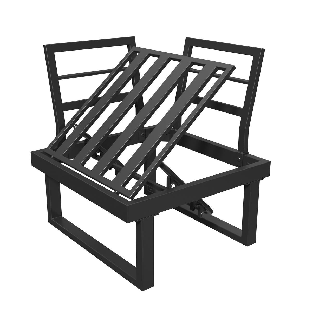 GARTEN-ESSGRUPPE mit verstellbarer Neigefunktion, 6-Sitzer Ecklounge im Industrial-Stil, Schwarz/Grau - Grau, Metall - Redom