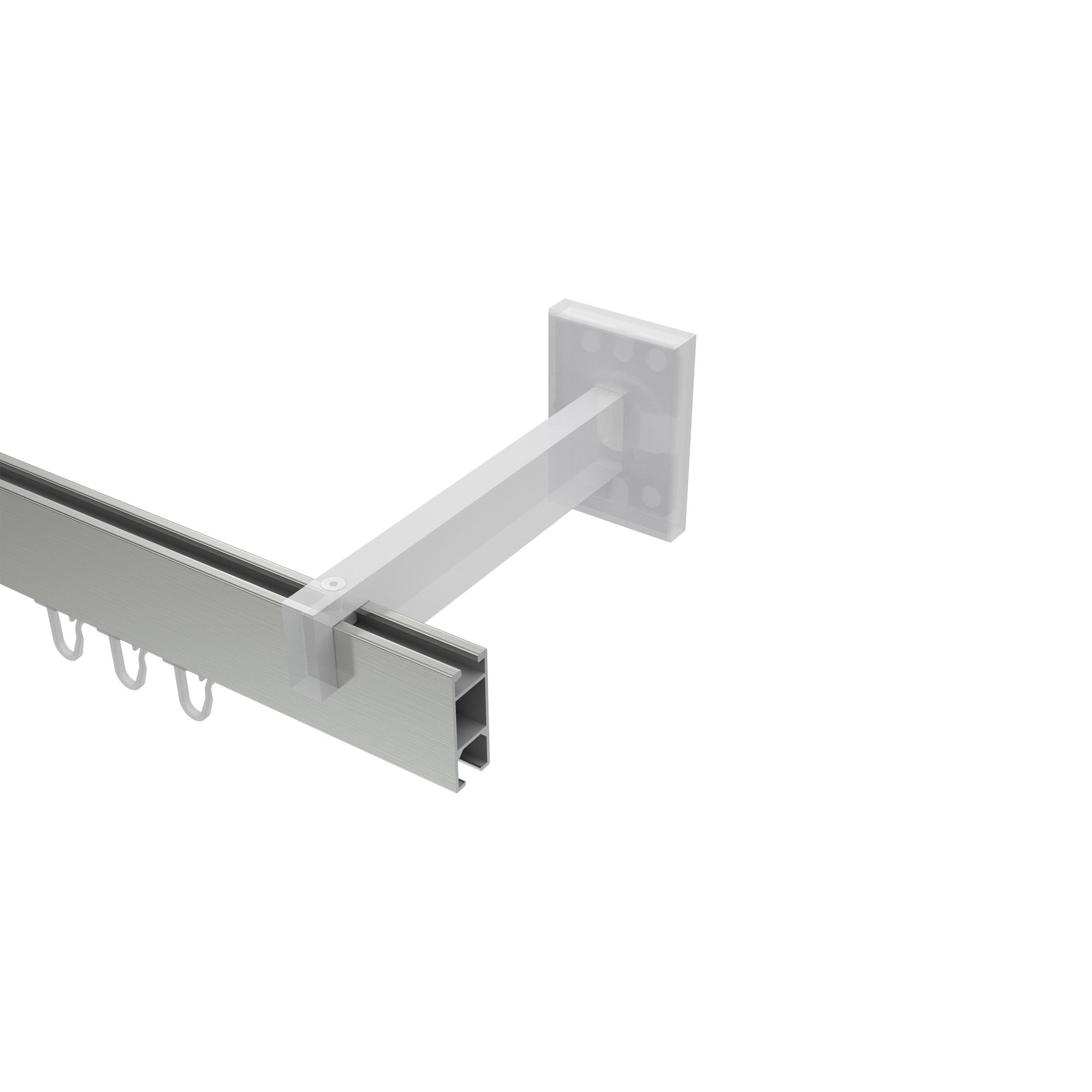 GARDINENSTANGE INNENLAUF Smartline Conex 360 cm (geteilt in 2 x 180 cm), 1-läufig, 14x35 mm Edelstahl-Optik - Edelstahlfarben, Metall (360cm) - INTERDECO