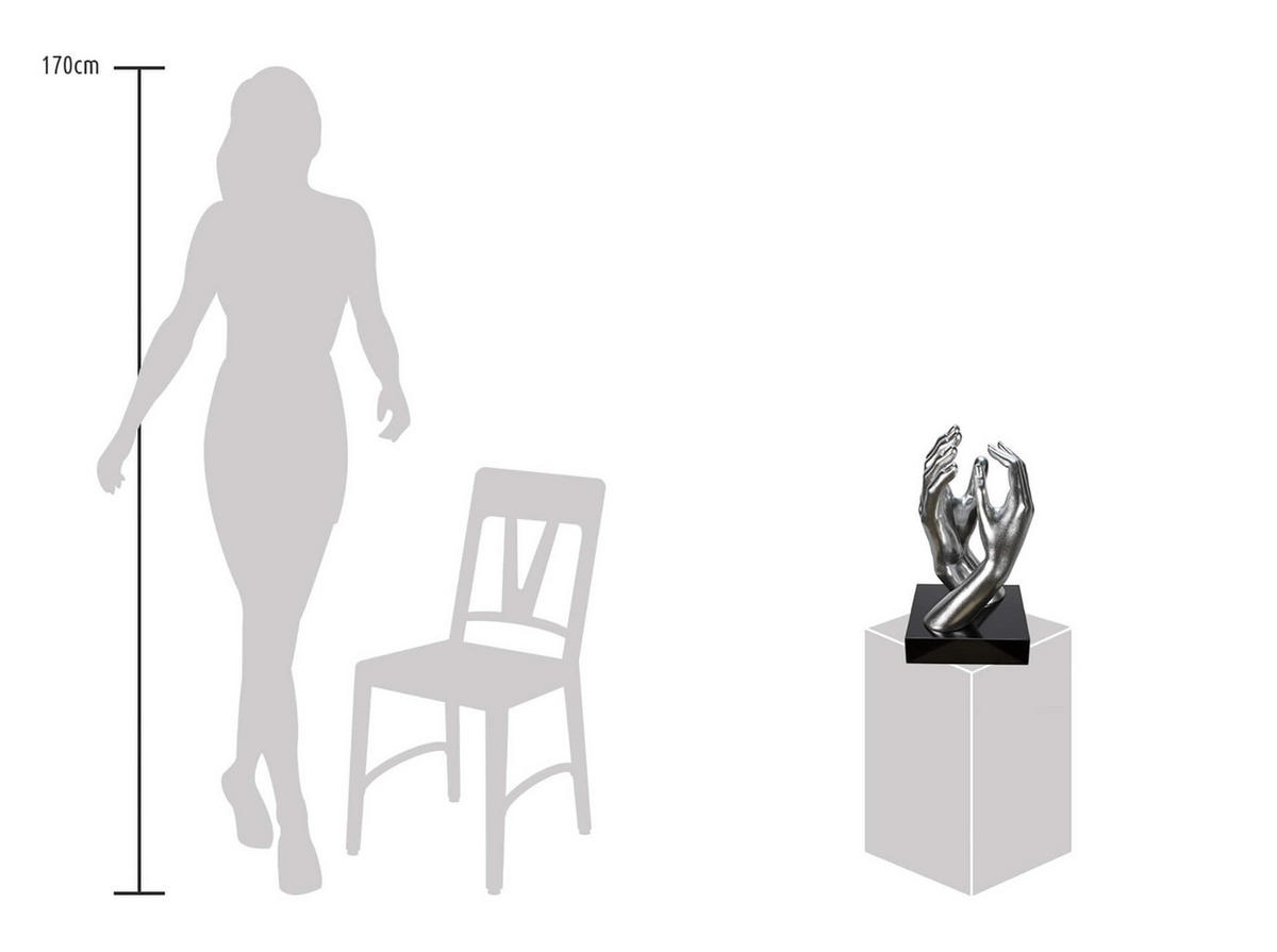 SKULPTUR Silber 21/41 cm - Silberfarben, Stein (4.85/41/21cm) - KUNSTLOFT