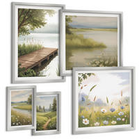 BILDER SET 5er Set - 50x50 cm & 20x30 cm & 40x60 cm Silberner Rahmen - Zitronenblumen aus der Küstenstadt - Silberfarben, Kunststoff (40/60cm) - TULUP