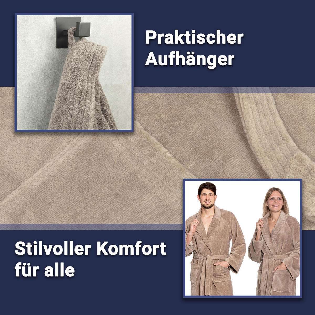 BADEMANTEL, XXL, 50% Polyester, 50% Baumwolle, Braun - Fango, Textil (XXLcm) - Zollner