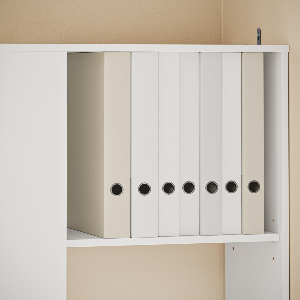 ECKSCHRANK mit Schubladen und Ordnerhalter STR15-W - Ahornfarben/Weiß, Holzwerkstoff/Fell (50/170/28cm) - SoBuy