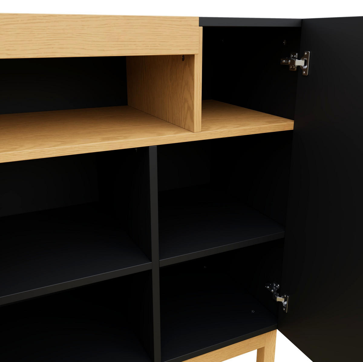 SIDEBOARD 120.5/42/96 cm Schwarz aus Spanplatte mit 3 Türen - Schwarz, Holzwerkstoff (42/96/120.5cm) - OKMYHOME