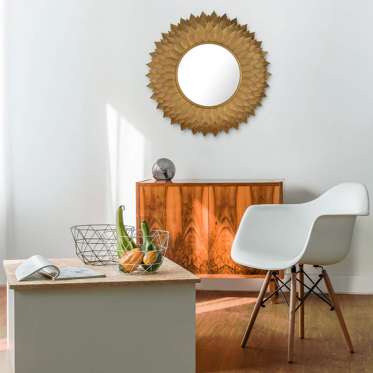 WANDSPIEGEL Gold 94/94 cm - Goldfarben, Metall (94/94/4cm) - KUNSTLOFT