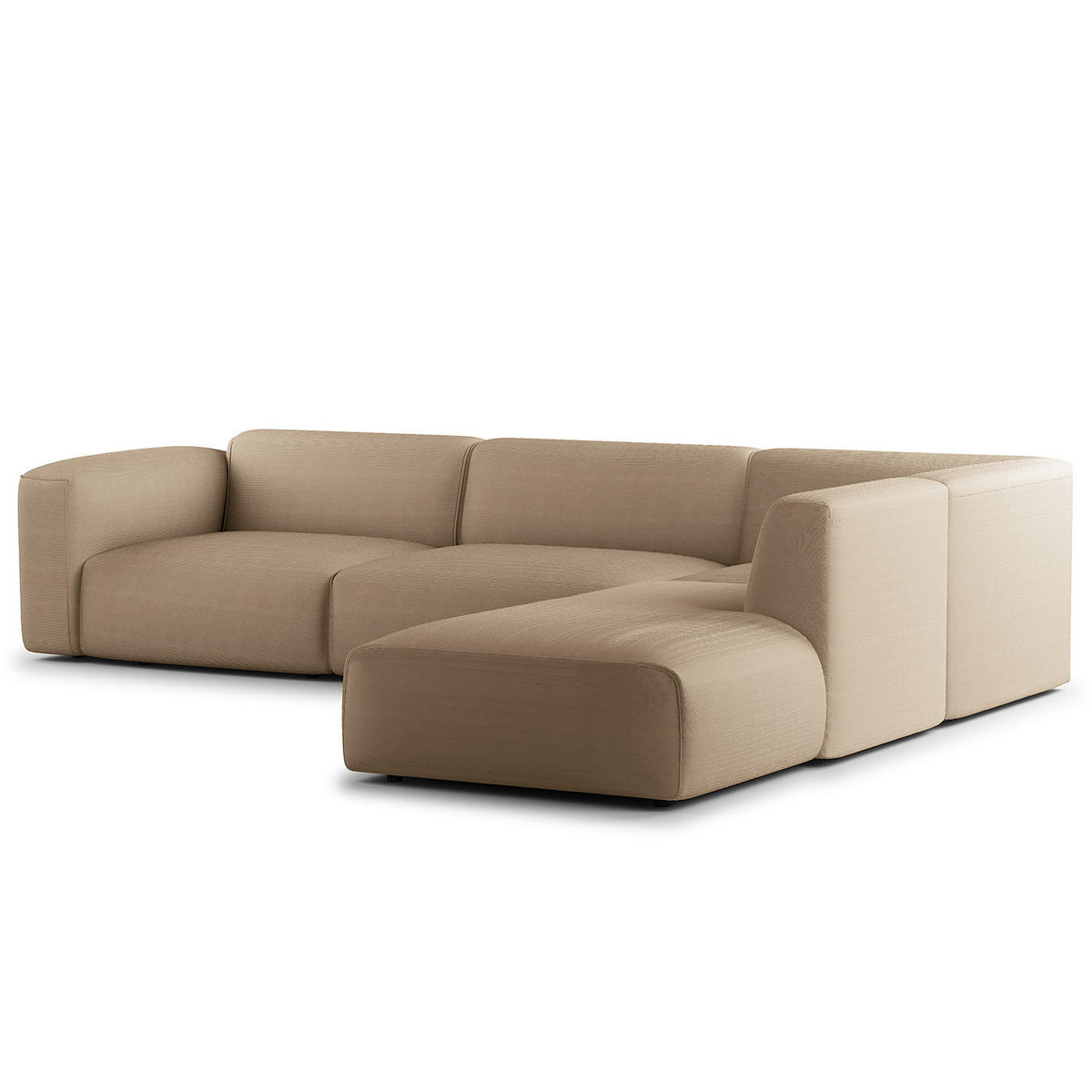 3-SITZER ECKSOFA mit Recamiere - Taupe/Schwarz, Kunststoff/Textil (295/231cm) - home24