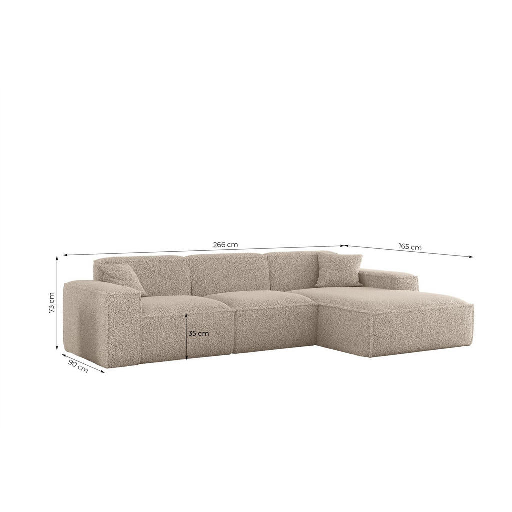 Thumbnail - Fun Möbel Ecksofa, Weiß, Textil, Ottomane rechts, 266x165 cm, Wohnzimmer, Sofas & Couches, Wohnlandschaften, Ecksofas