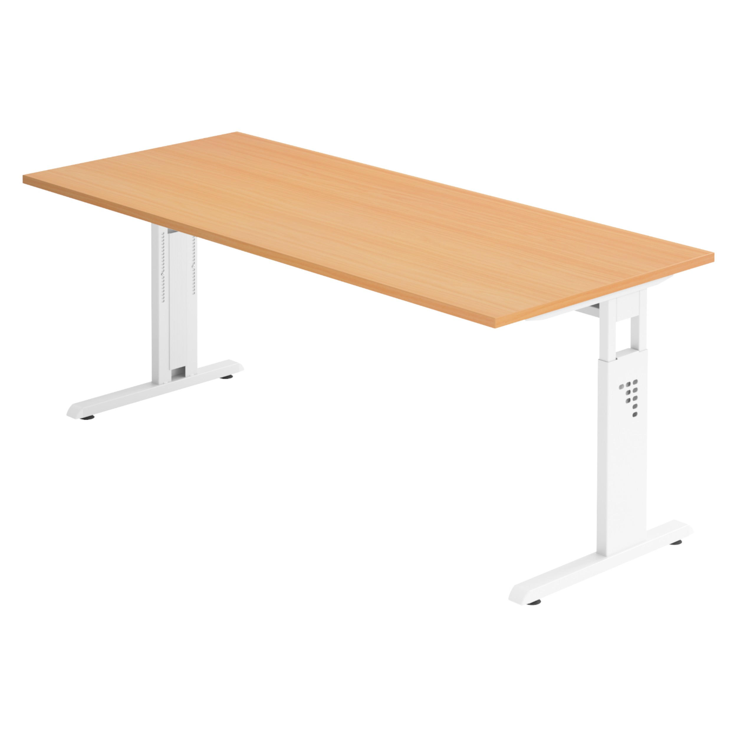 SCHREIBTISCH Serie-O 80/180/74 cm in Buchefarben/Weiß - Buchefarben/Weiß, Holzwerkstoff (80/180/74cm) - bümö