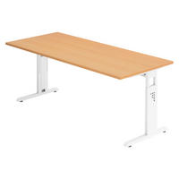 SCHREIBTISCH Serie-O 80/180/74 cm in Buchefarben/Weiß - Buchefarben/Weiß, Holzwerkstoff (80/180/74cm) - bümö