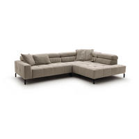 ECKSOFA OHIO Beige Cord - Beige/Schwarz, Textil/Metall (311/219cm) - KAWOLA