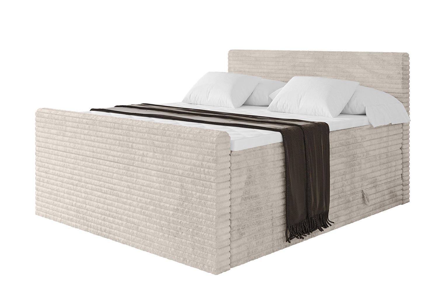 BOXSPRINGBETT mit Matratze H3|H4 und Lattenrost - TOLO-Z KING-v1 120x200 Cord - Creme - Creme, Holzwerkstoff (120/200cm)