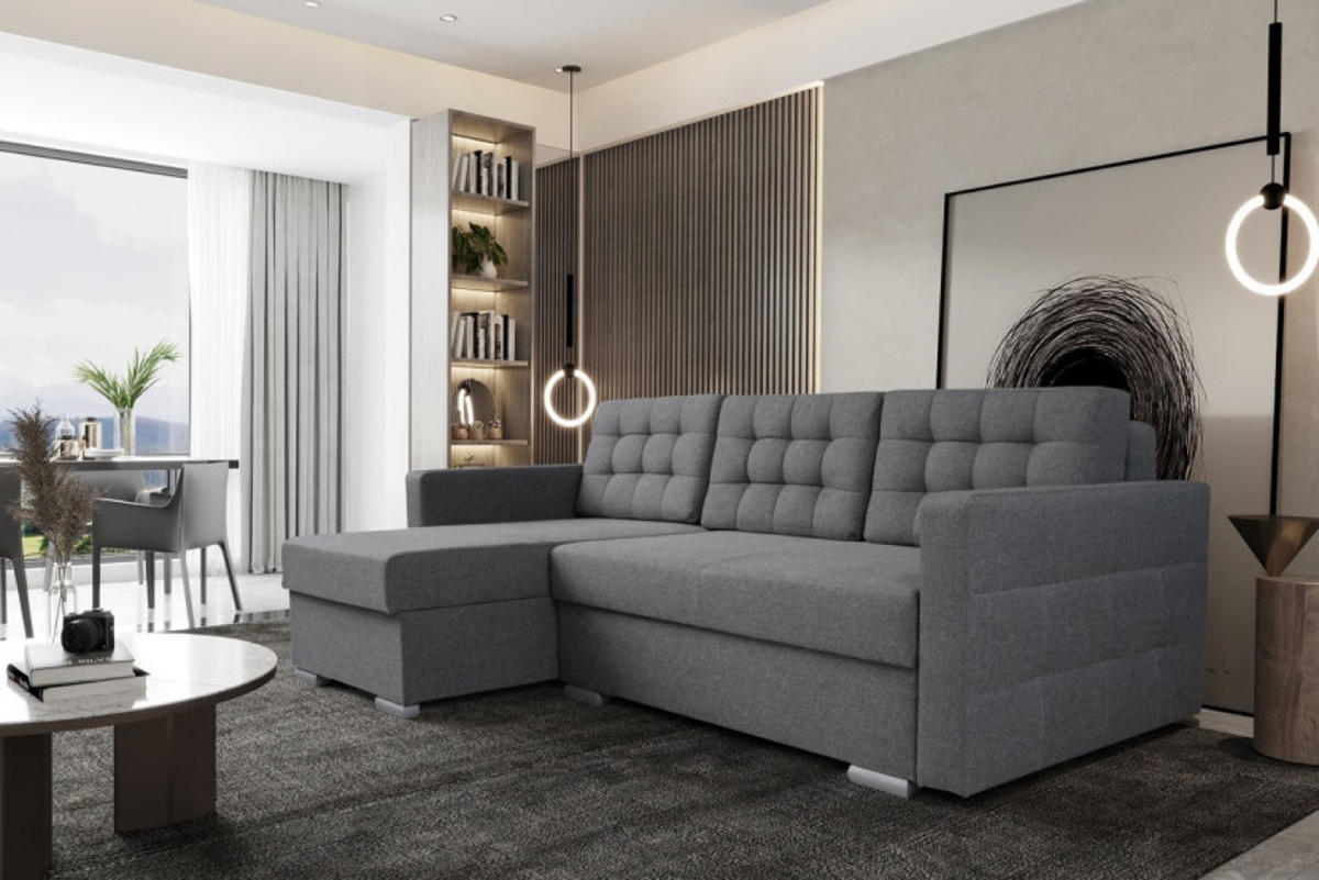 ECKSOFA Grau ASTI Ausziehbar - Grau, Naturmaterialen/Textil (225/144cm) - Sepro Meble