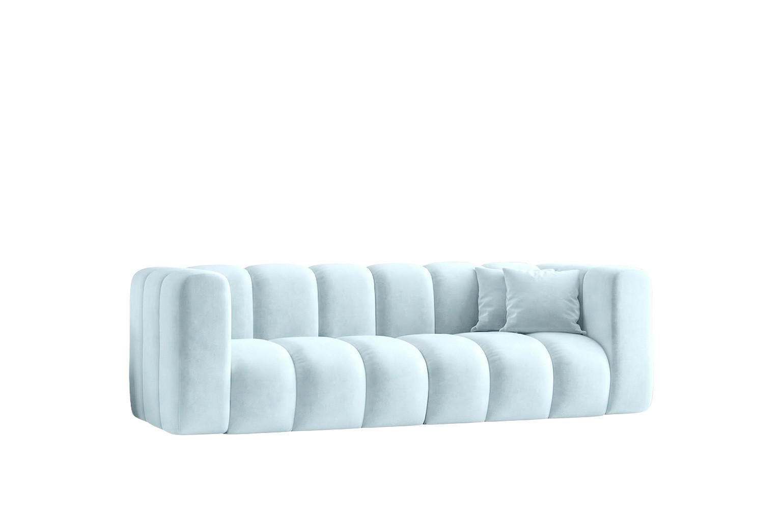 SOFA 3-Sitzer Modulares, Velvet-Stoff Riviera, Babyblau, GRAND - Hellblau, Holz (230/70/89cm) - Kaiser Möbel