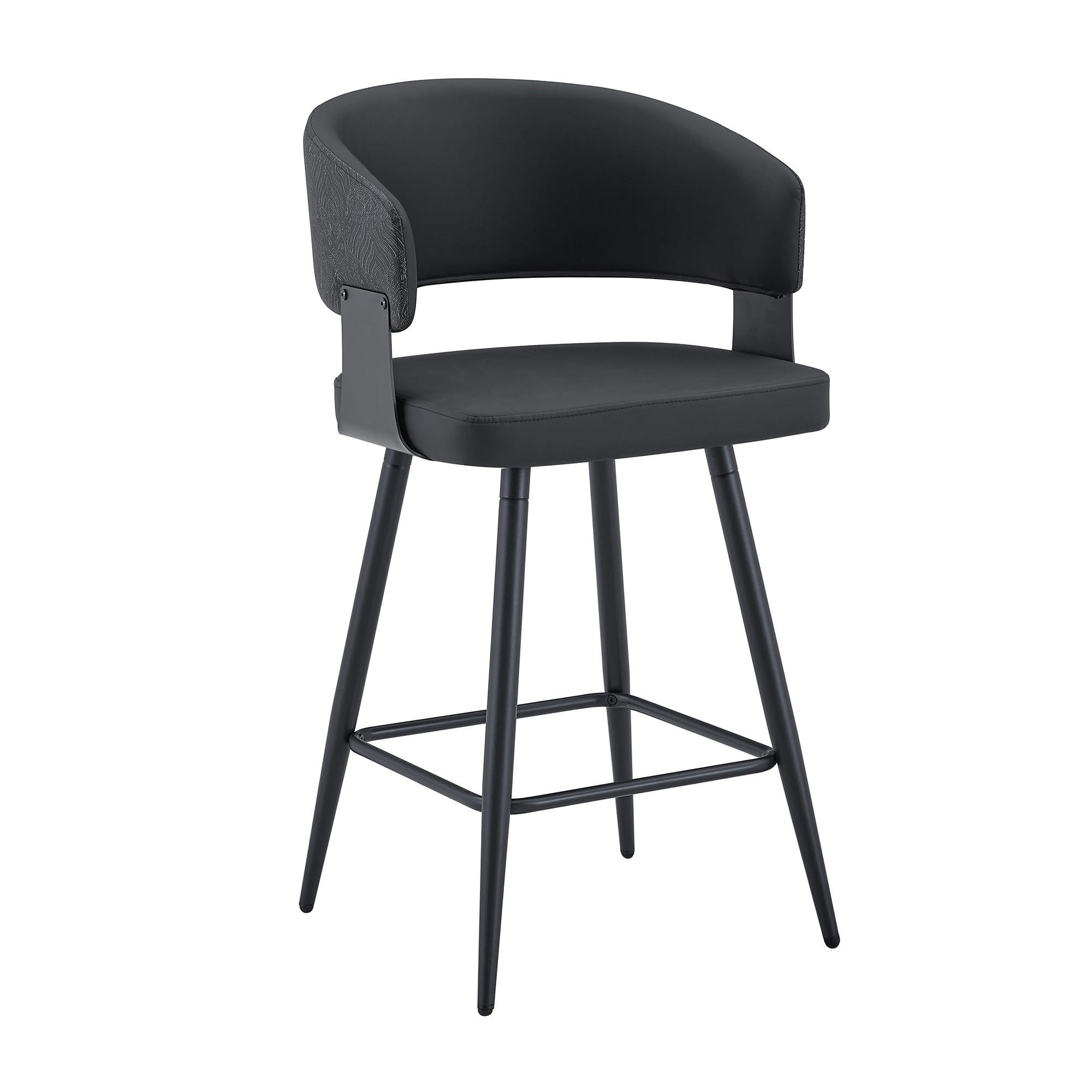 BARHOCKER DE-36674 2er Set mit PU-Bezug und Metallgestell Schwarz - Schwarz, Metall (47/94.5/46cm) - ComfortXL