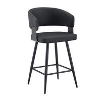 BARHOCKER DE-36674 2er Set mit PU-Bezug und Metallgestell Schwarz - Schwarz, Metall (47/94.5/46cm) - ComfortXL