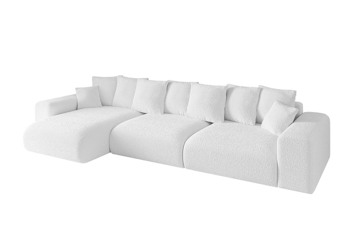 ECKSOFA Ottomane links ESKAR-L 364x176x84 Weiß Bouclé - Schwarz/Weiß, Holzwerkstoff/Kunststoff (364/176cm) - ALTDECOR