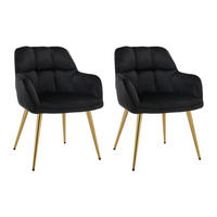 STUHL mit Armlehnen 2er-Set - Samt & goldfarbenes Metall - Schwarz - PEGA - Schwarz, Textil (62/78/58.5cm) - Pascal Morabito