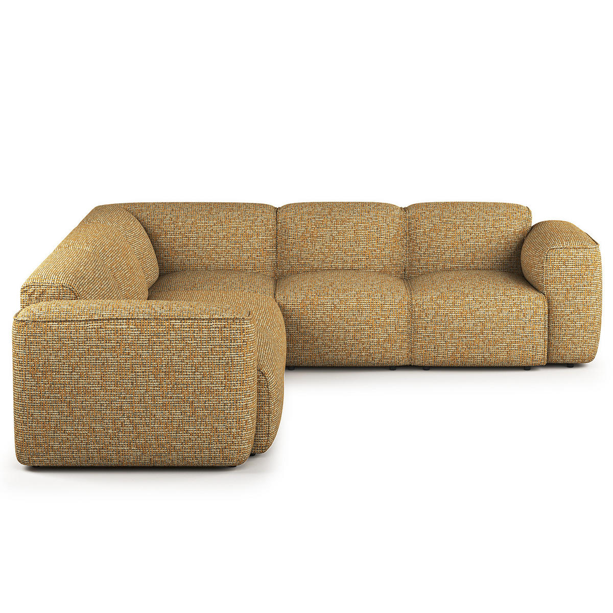 ECKSOFA mit Rundecke - Schwarz/Honig, Kunststoff/Textil (325/260cm) - home24