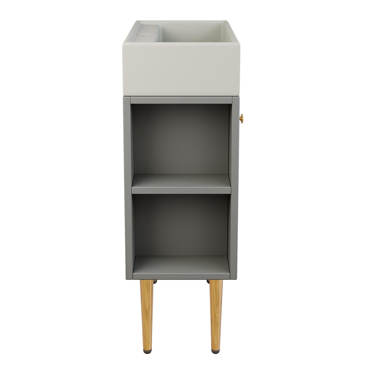 BADEZIMMERSCHRANK 55x31x91.5cm Grau-Weiß mit Hochglanz-Keramikbecken - Grau, Holzwerkstoff (55/91.5/31cm) - Modfu