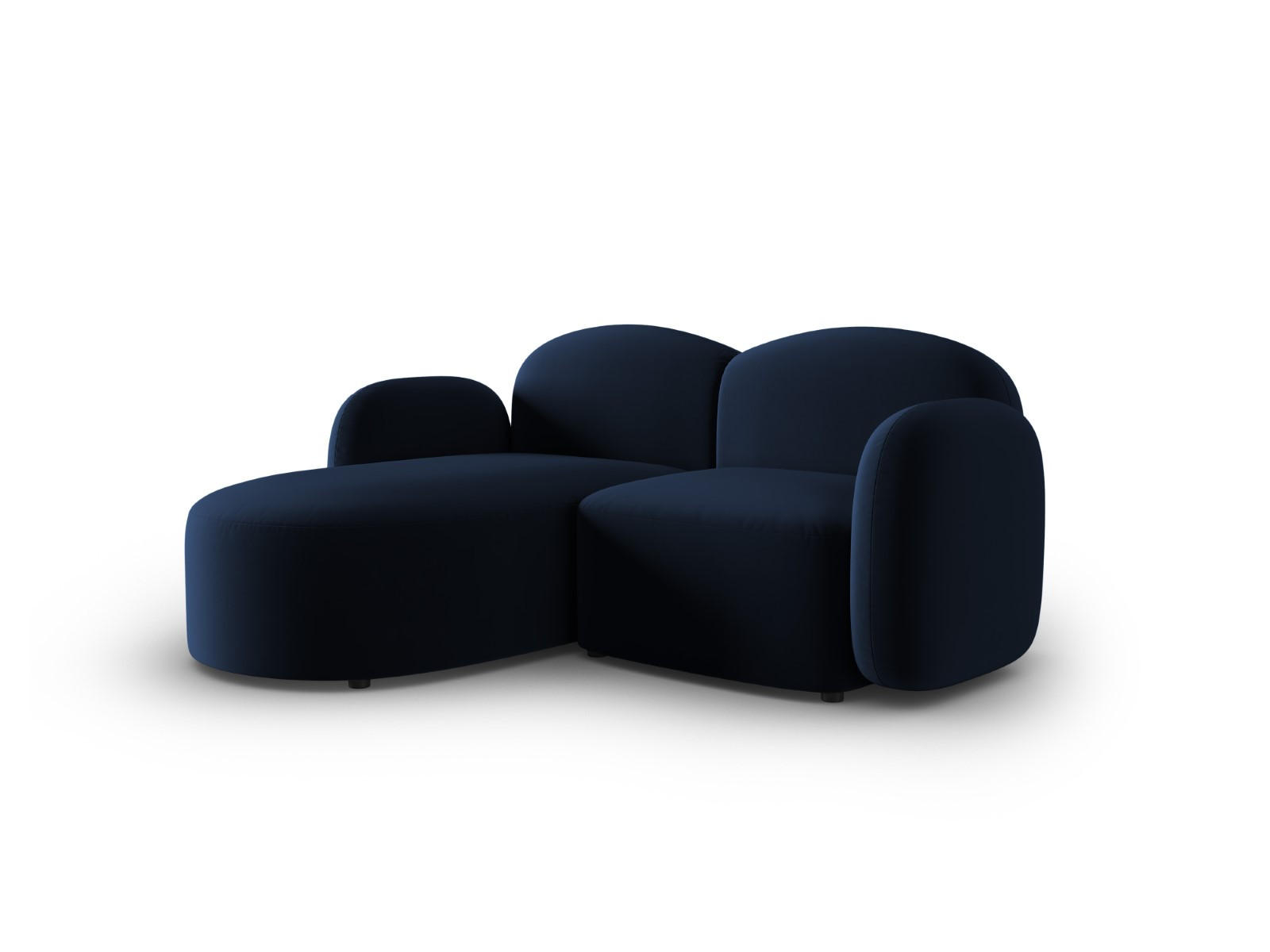 ECKSOFA links Blair aus Samt königsblau 3 Sitzplätze - Blau, Textil (155/194cm) - Micadoni