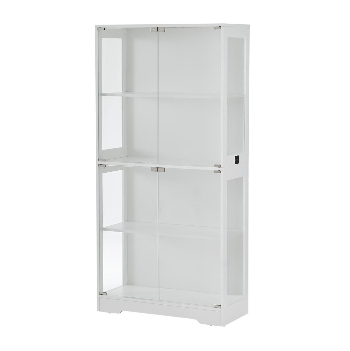 VITRINE 80/35/165 cm mit LED-Beleuchtung, Bewegungssensor und Stauraum, Weiß - Weiß, Holzwerkstoff (80/165/35cm) - Redom