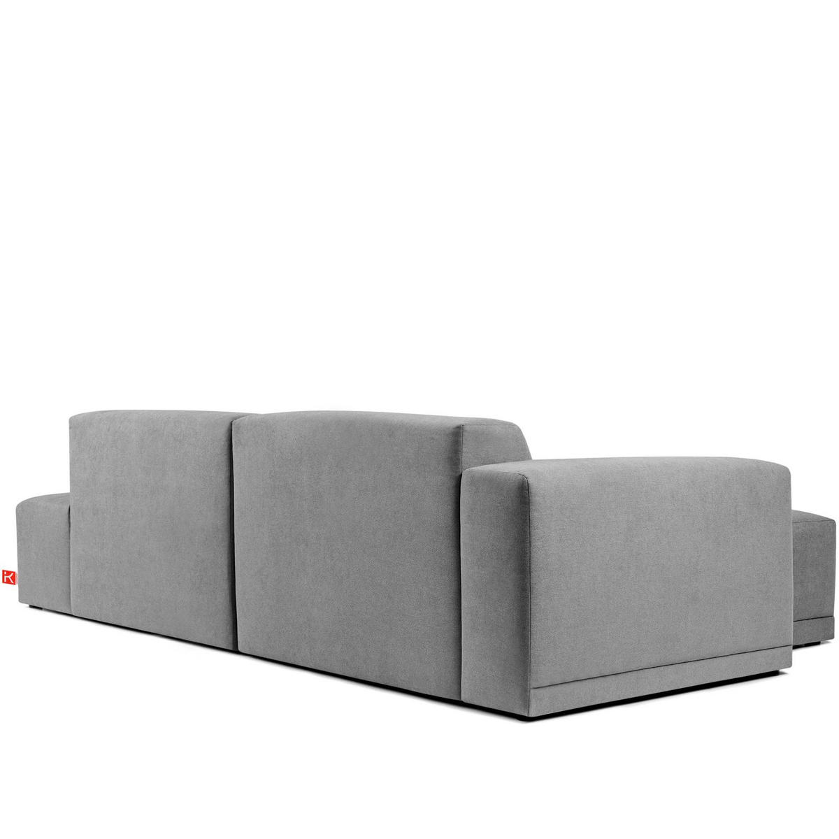 ECKSOFA LINKS MUDI in moderner Optik mit hochwertigem Kaltschaum, Cord-Stoff, Aschgrau - Schwarz/Grau, Textil (280/160cm) - KONSIMO®