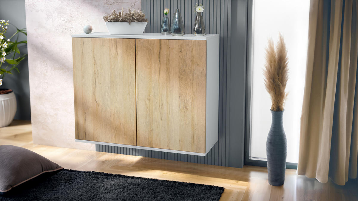 KOMMODE Skadu Eiche Natur - Eichefarben, Holzwerkstoff (92.5/73.5/35cm) - Vladon
