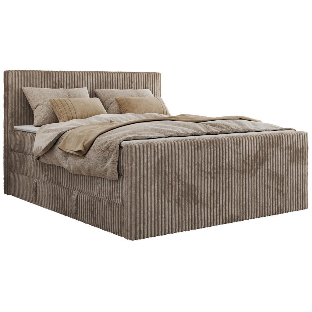 MKS POSTEL BOXSPRING TILIANO KING DUO 160/200 - Světle hnědá manšestr - H3