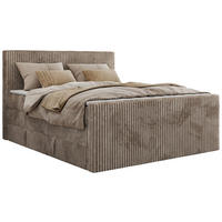 BOXSPRINGBETT TILIANO KING DUO 160/200 - Hellbraun Cord - H4 - Hellbraun, Textil (160/200cm) - MKS