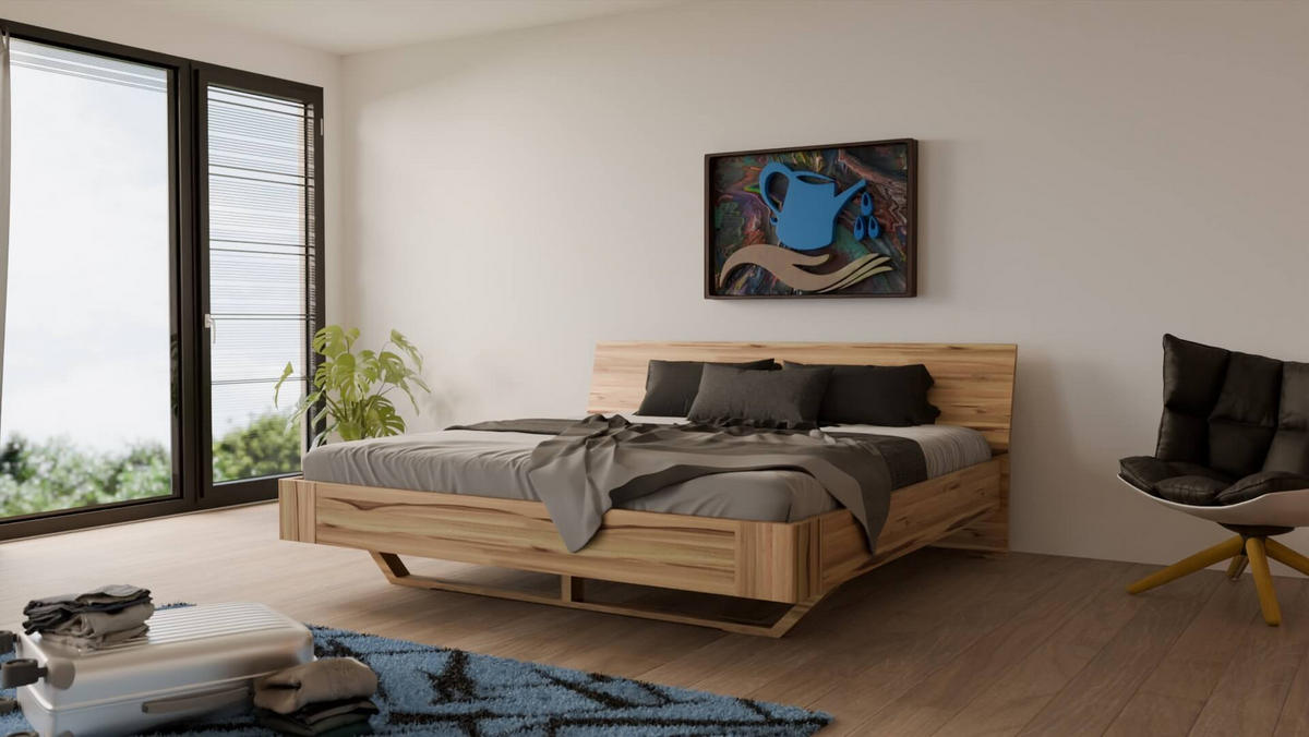 SCHWEBEBETT 140/200 cm aus Kernbuche - Braun, Holz (140/200cm) - MeinMassivholz
