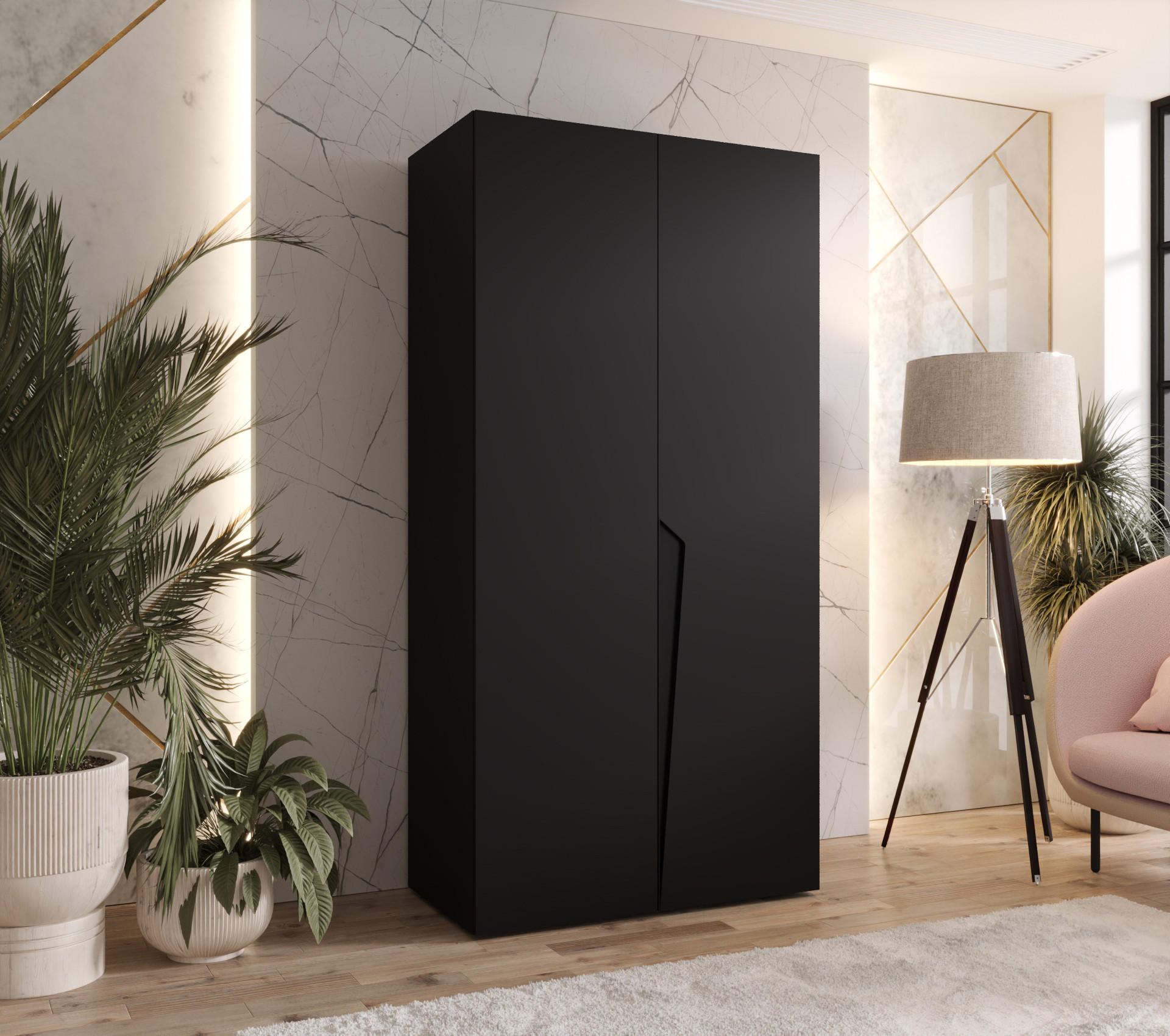 DREHTÜRENSCHRANK 202/100/52 2-türig - Schwarz, Holz/Metall (100/202/52cm) - Abiks Möbel