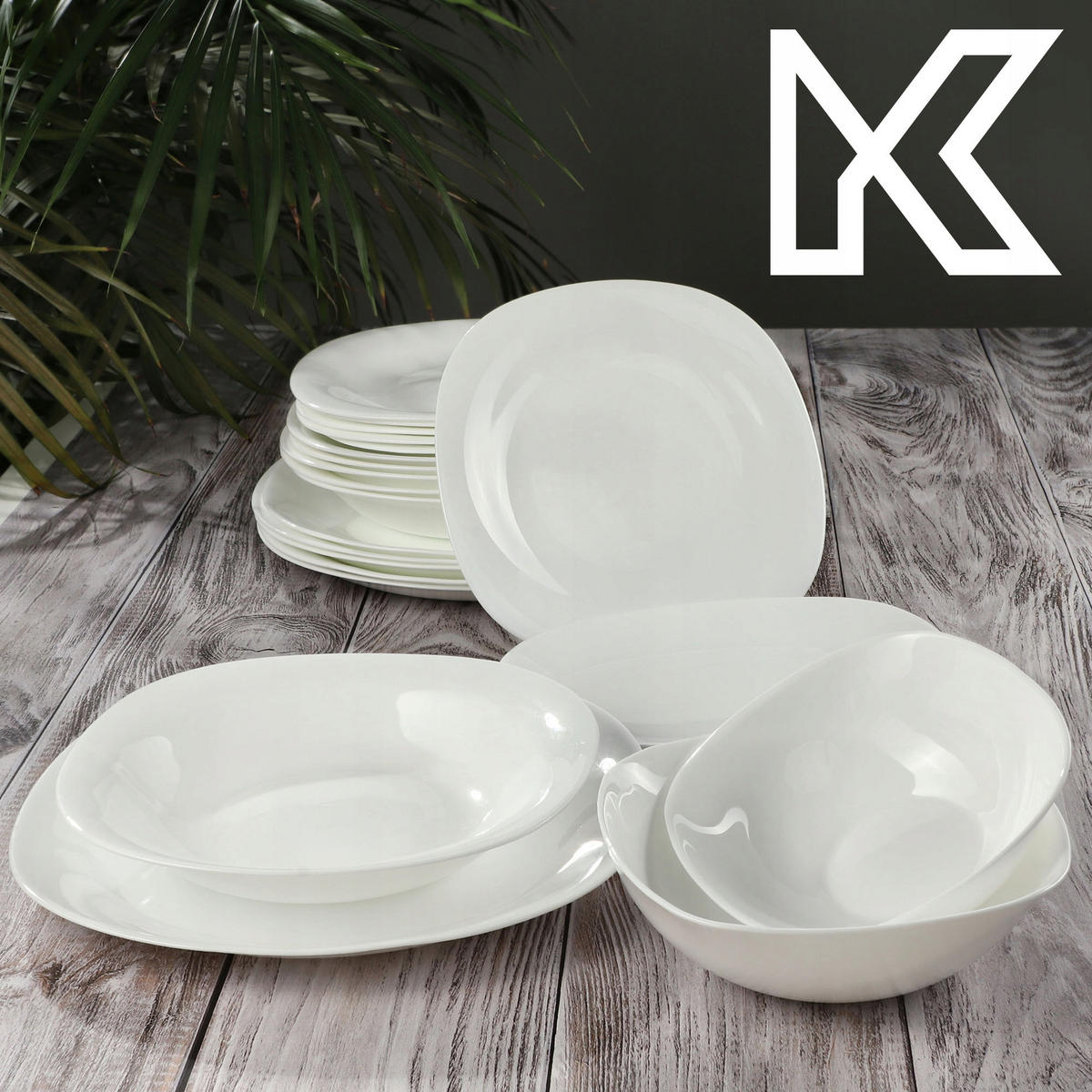 KADAX Speisetellerplatten 28cm Weiß 3 Stk - Weiß, Glas (28/2.1/25.8cm) - KADAX