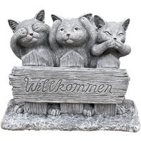 STEINFIGUR 3 Katzen Willkommen frostfest Gartenfigur - Grau, Stein (32/29/12cm) - stoneandstyle