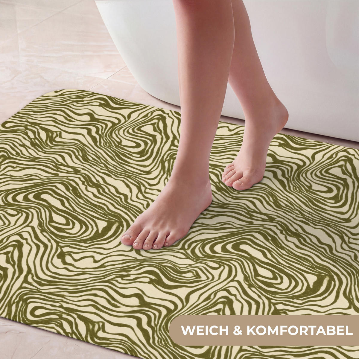 KOUPELNOVÁ PŘEDLOŽKA Abstraktní - Mramor - Zelený 60x120 cm - tmavě zelená, textil/plast (60/120cm)