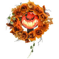 HALLOWEEN-DEKORATION 44/9/44 cm orange aus Stahl mit 44 LEDs - Orange, Metall (9/44/44cm) - OKWISH