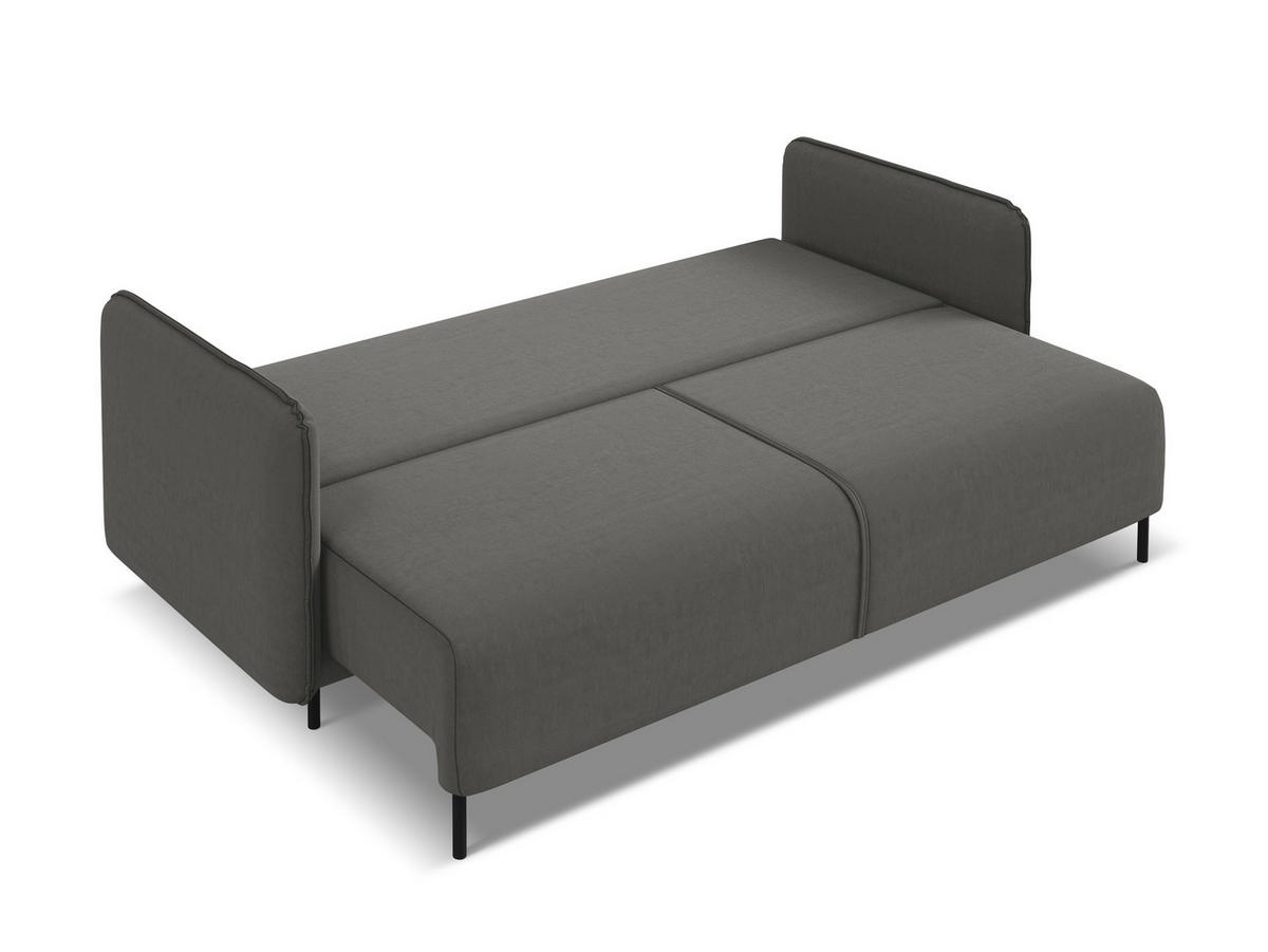 3-SITZER SOFA mit Schlaffunktion Samt Stoff Grau - Dunkelgrau/Schwarz, Holz/Textil (226/90/92cm) - Makamii