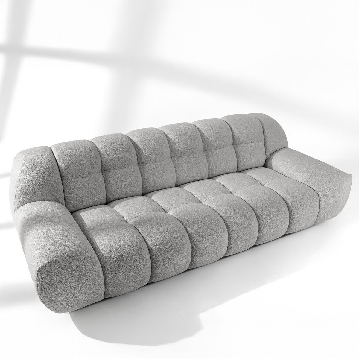 SITZGARNITUR VENA Bouclé, Hellgrau - Hellgrau, Holz/Textil (65/38/65cm) - KONSIMO®