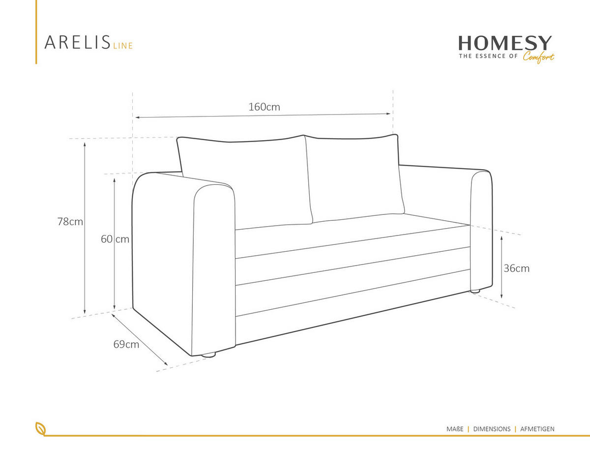 SCHLAFSOFA Arelis Schlafsofa mit Bettfunktion, dunkelgrau - Dunkelgrau, Holz (160/78/69cm) - Homesy