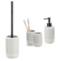 BADACCESSOIRES - Zement Hellgrau, 4-teiliges Set - Hellgrau, Stein (10.3/42/10.3cm) - Zeller Present