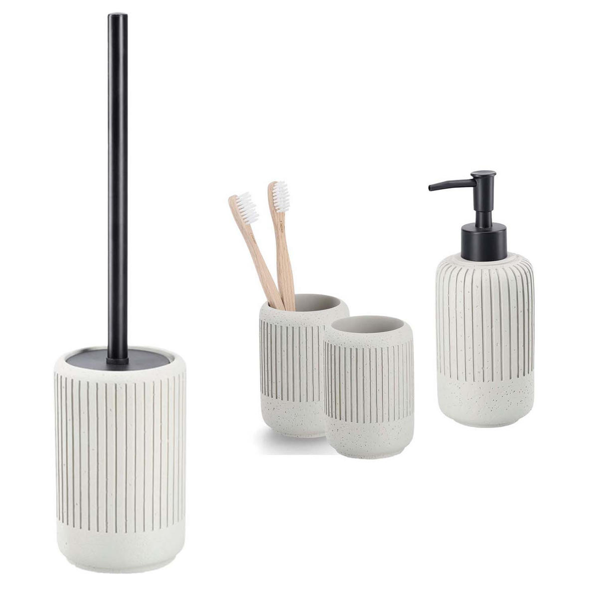 BADACCESSOIRES - Zement Hellgrau, 4-teiliges Set - Hellgrau, Stein (10.3/42/10.3cm) - Zeller Present