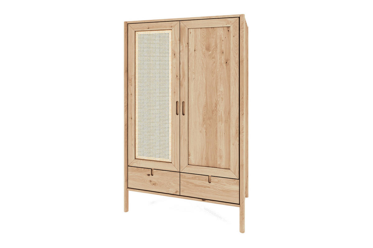 KLEIDERSCHRANK MIT SCHUBLADE INA Wildeiche - Eiche Bianco, Holz (108/175/60cm) - byoak