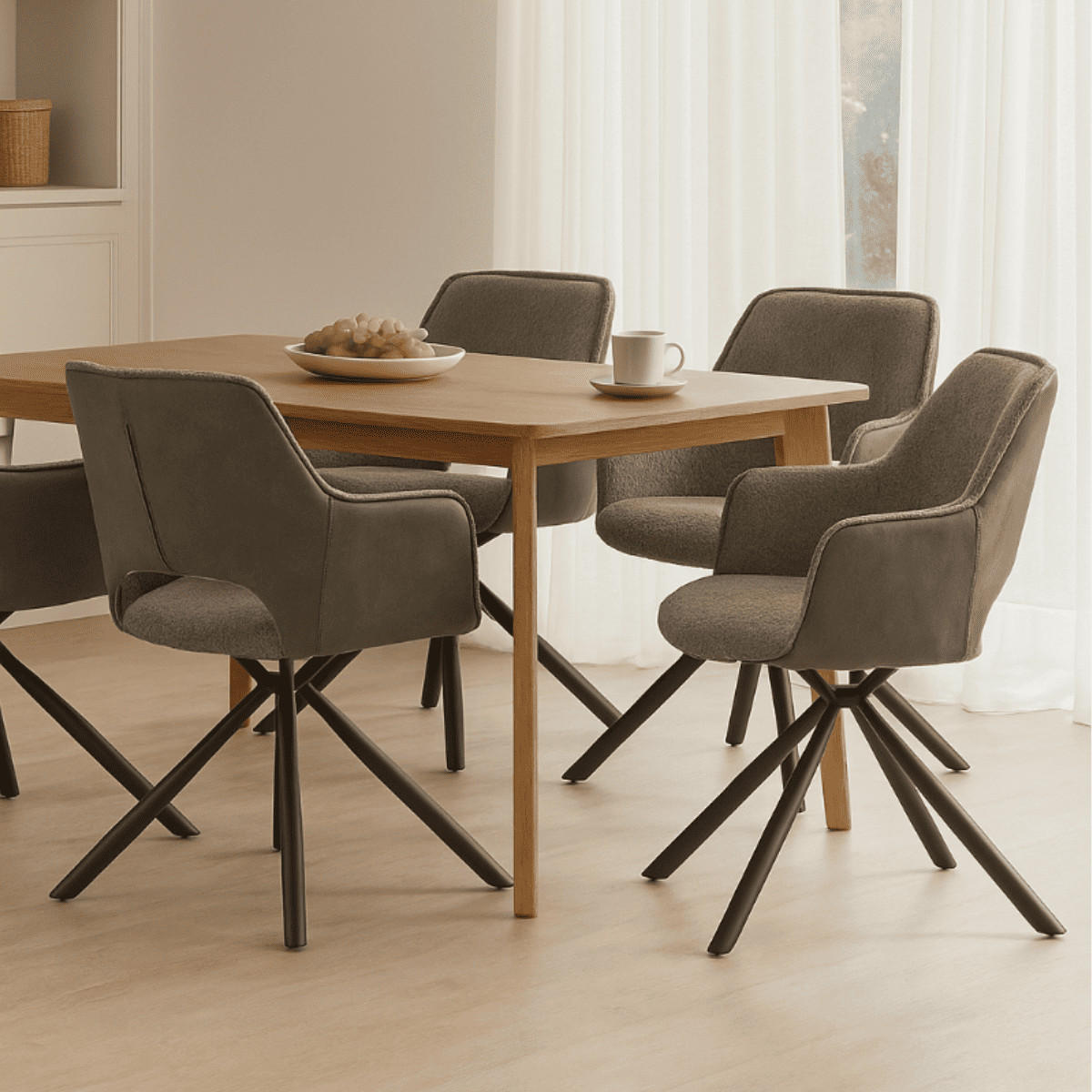 ESSZIMMERSTUHL Mariel Grau 62/60/47 cm 2er-Set - Grau, Textil (60/47/62cm) - Calicosy