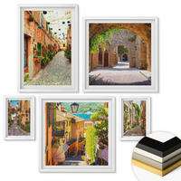 WANDBILDER 5er-Set - 50x50 cm & 20x30 cm & 40x60 cm Weißer Rahmen - Italienische Straßen, Blumen, Architektur - Weiß, Kunststoff (40/60cm) - ArtPrintCave