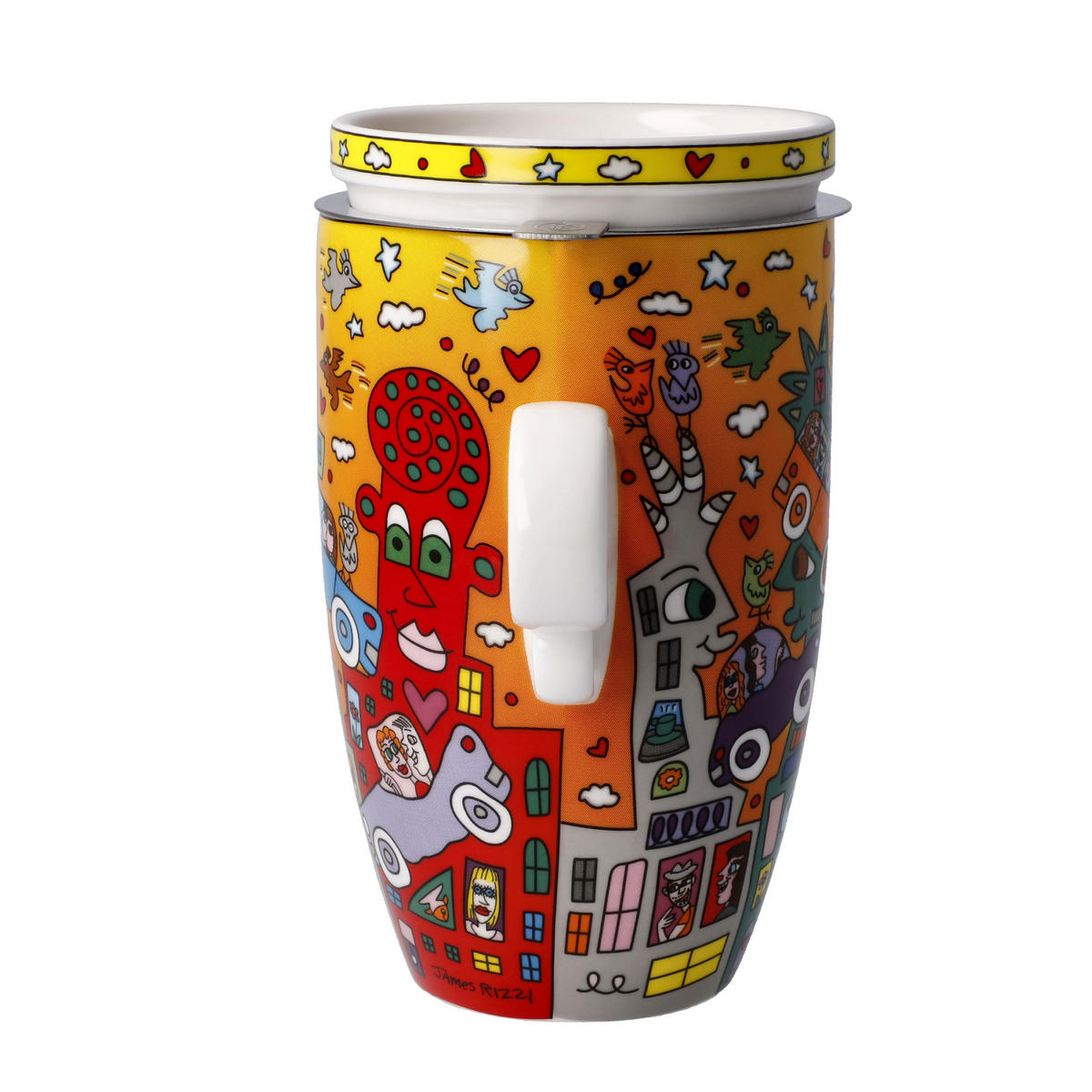 TEETASSE James Rizzi - Not Getting Around the Traffic, Fine Bone China, Bunt, 450 ml - Multicolor, Keramik (0.45L) - Goebel